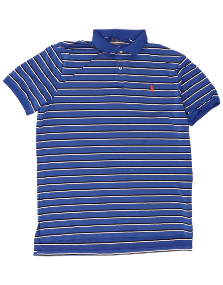 Polo Ralph Lauren Mens Shirt XL Blue Striped Polyester