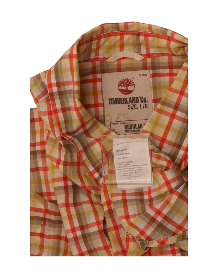 TIMBERLAND Mens Grant Fit Regular Fit Shirt Large Orange Check