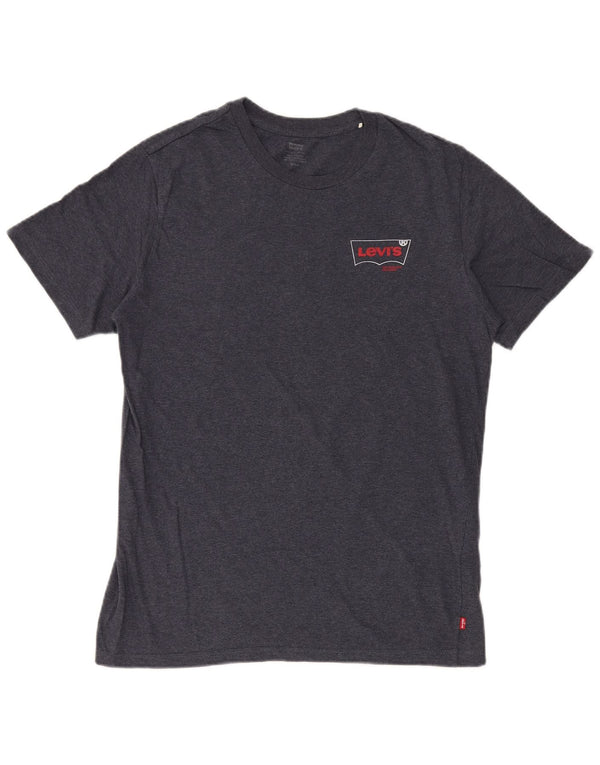 Levi's Mens T-Shirt Top Medium Navy Blue Flecked Cotton