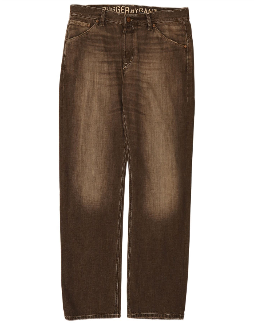 Gant Mens Straight Jeans W34 L34 Brown Cotton