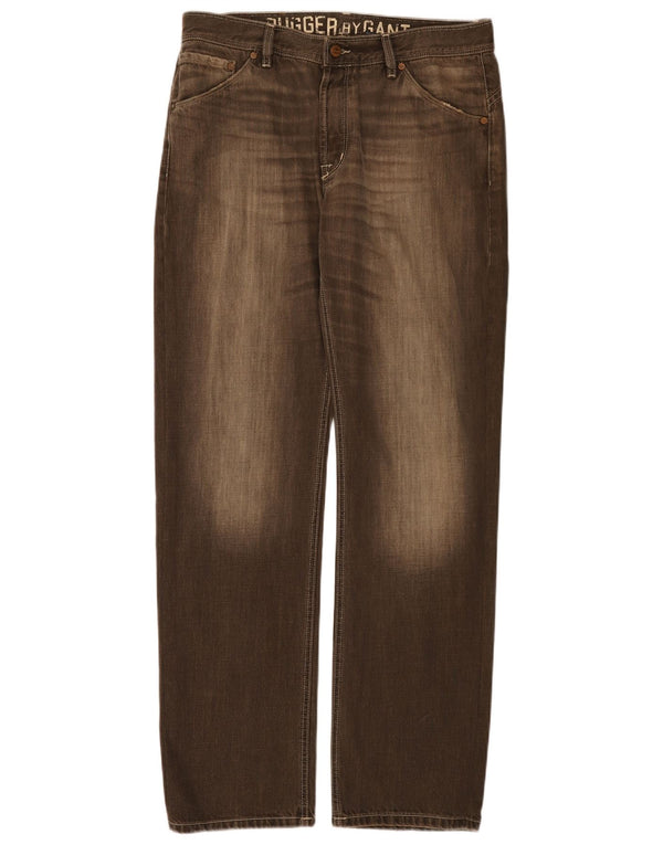 Gant Mens Straight Jeans W34 L34 Brown Cotton