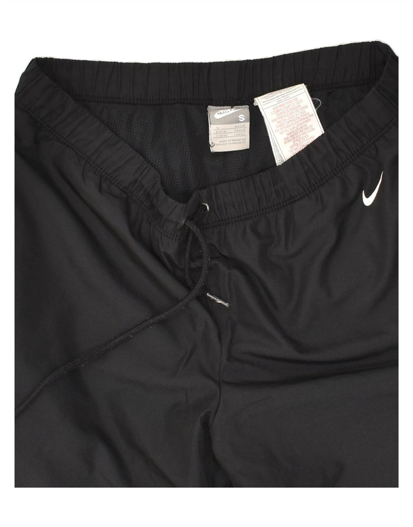 NIKE Womens Capri Tracksuit Trousers UK 8/10 Small Black Polyester | Vintage Nike | Thrift | Second-Hand Nike | Used Clothing | Messina Hembry 