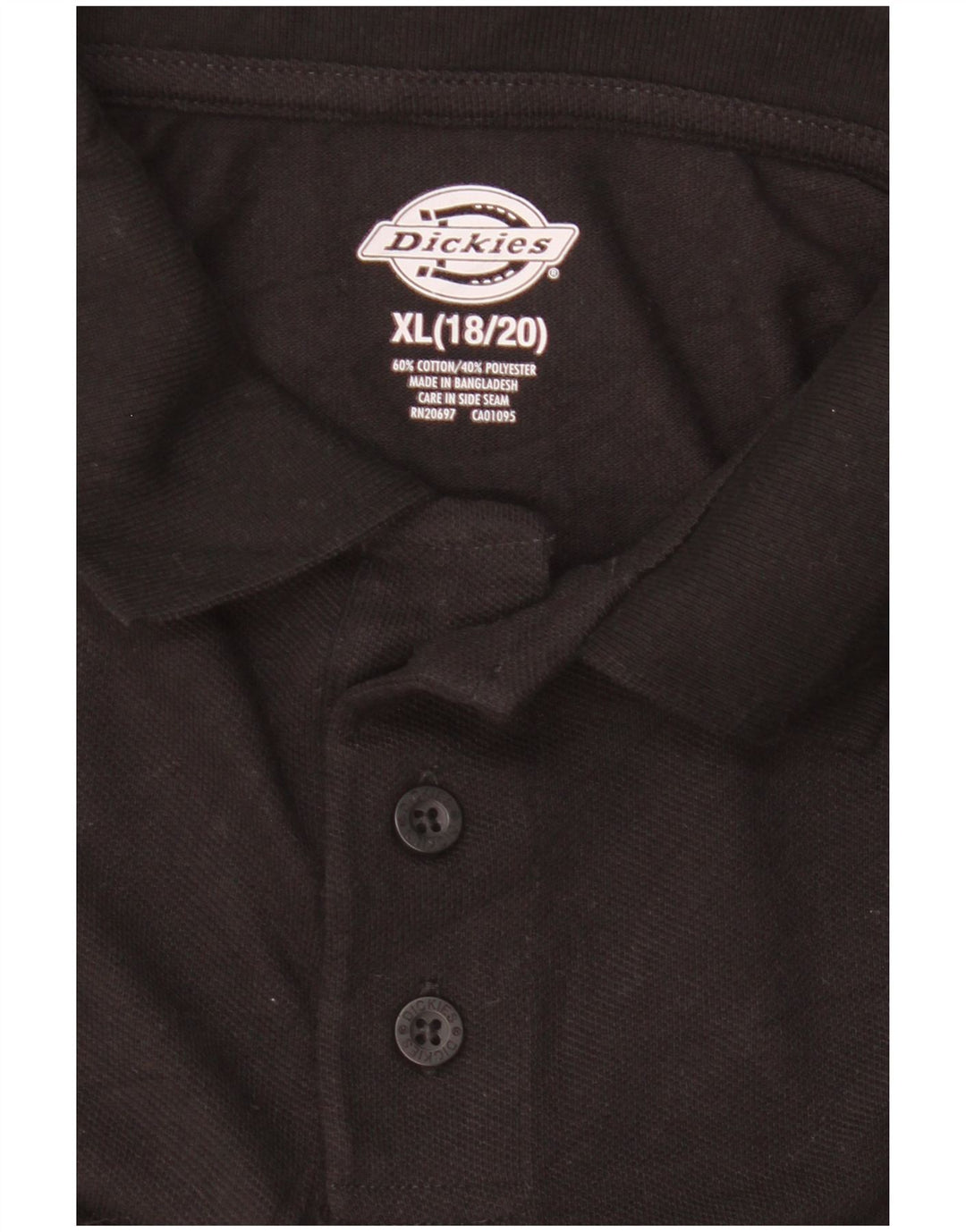 Dickies Boys Polo Shirt Size 18/20 XL Black Cotton