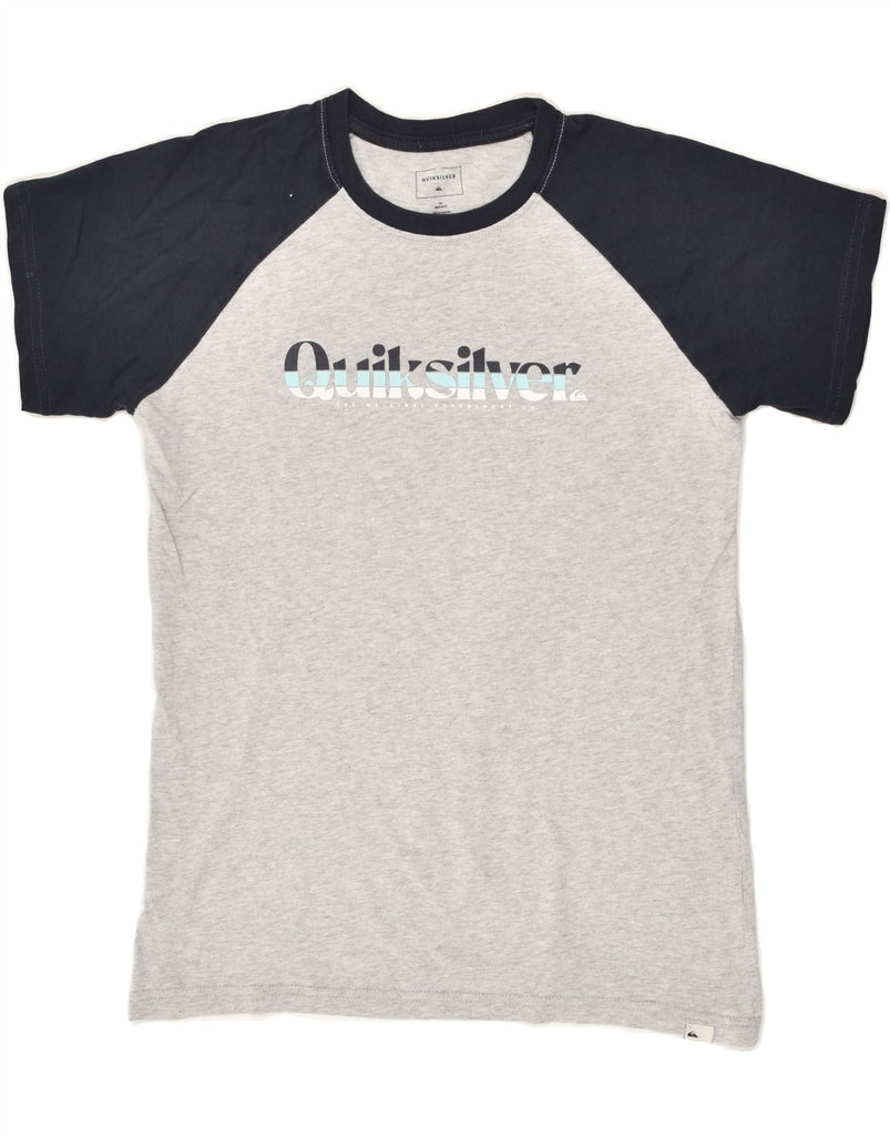 QUIKSILVER Boys Graphic T-Shirt Top 13-14 Years Grey Colourblock Cotton | Vintage Quiksilver | Thrift | Second-Hand Quiksilver | Used Clothing | Messina Hembry 