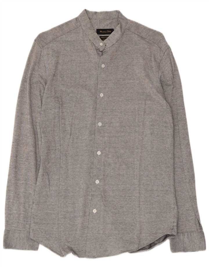 Massimo Dutti Mens Shirt Medium Grey Pinstripe Cotton