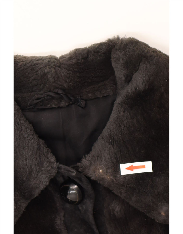 Vintage Womens Faux Fur Suede Jacket UK 12 Medium Brown