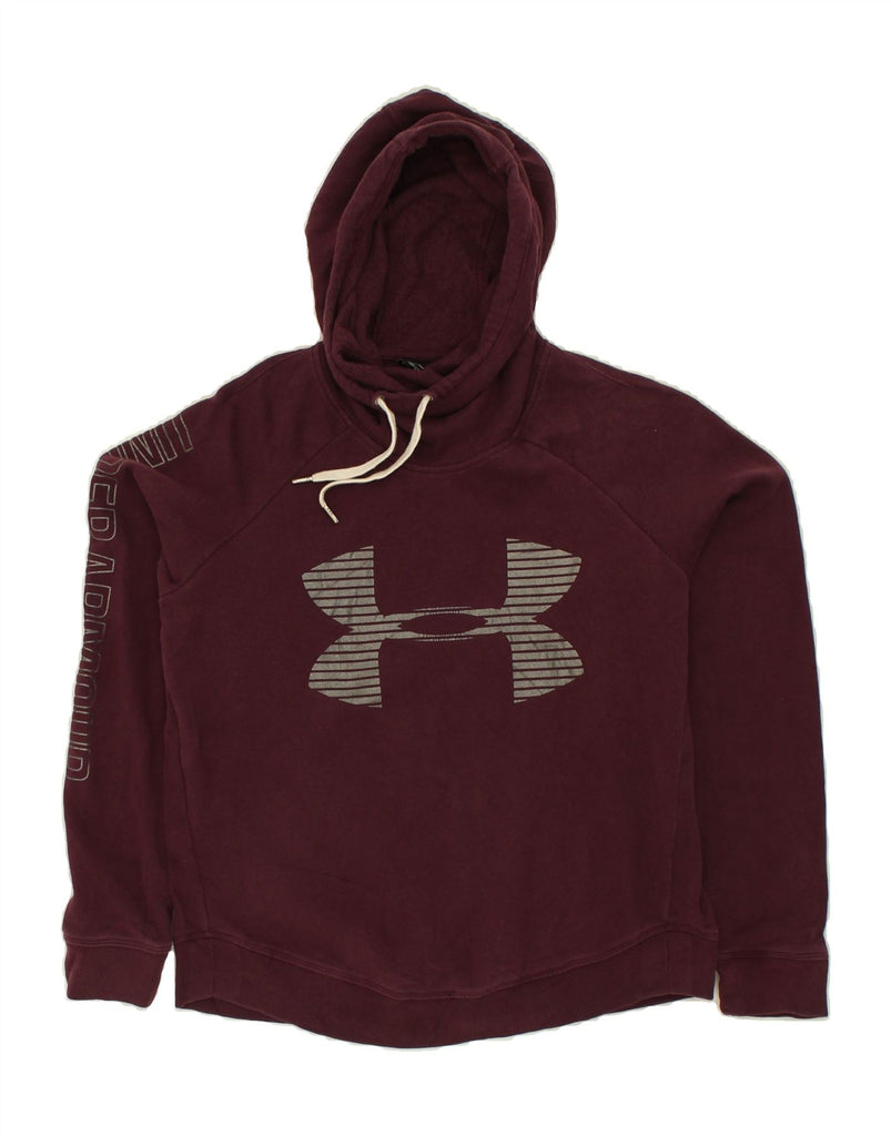 UNDER ARMOUR Womens Graphic Hoodie Jumper UK 10 Small Burgundy | Vintage Under Armour | Thrift | Second-Hand Under Armour | Used Clothing | Messina Hembry 