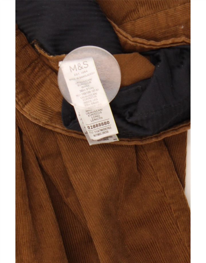 Marks & Spencer Mens Straight Regular Corduroy Trousers W36 L33 Brown