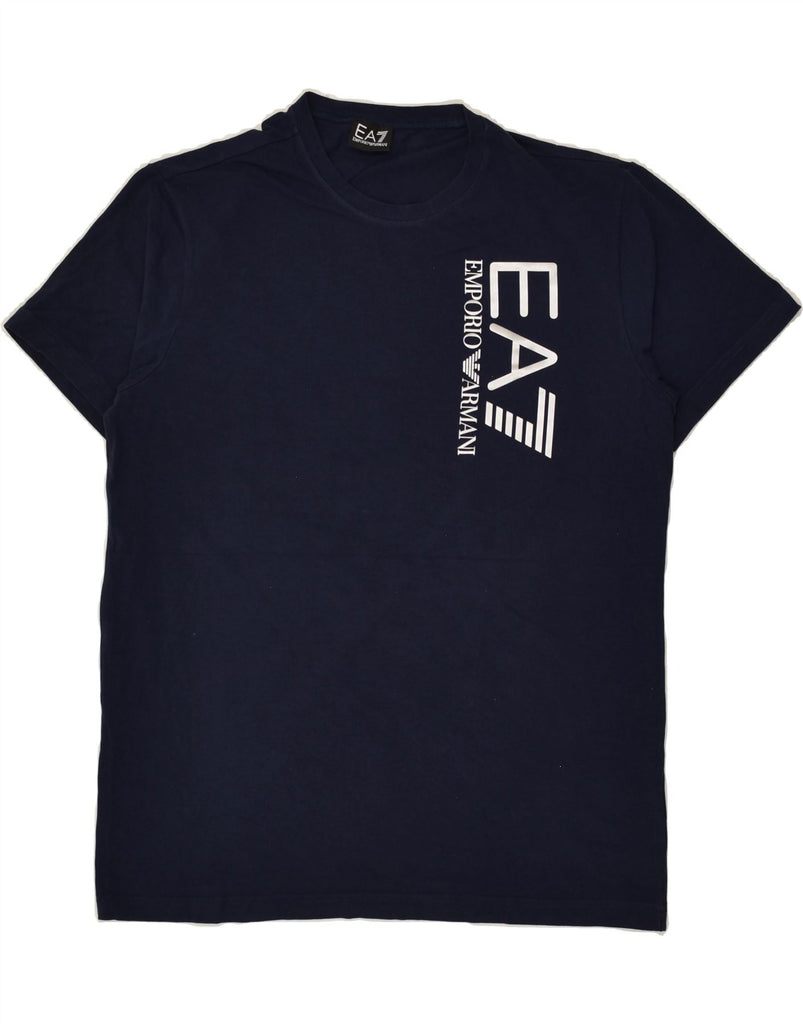 EMPORIO ARMANI Womens Graphic T-Shirt Top UK 20 2XL Navy Blue Cotton | Vintage Emporio Armani | Thrift | Second-Hand Emporio Armani | Used Clothing | Messina Hembry 