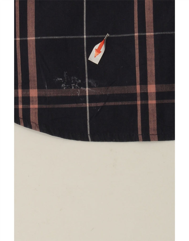Wrangler Mens Shirt Small Navy Blue Plaid Cotton