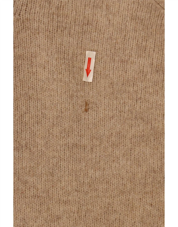 Zara Mens V-Neck Jumper Sweater Large Beige Wool