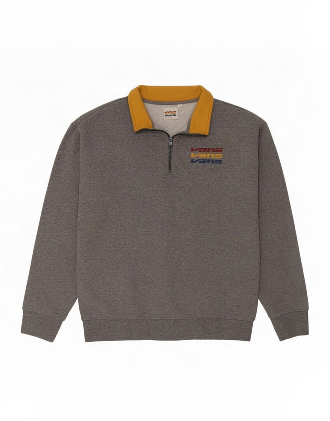 Vans Mens Graphic Zip Neck Sweatshirt Jumper Medium Grey Cotton