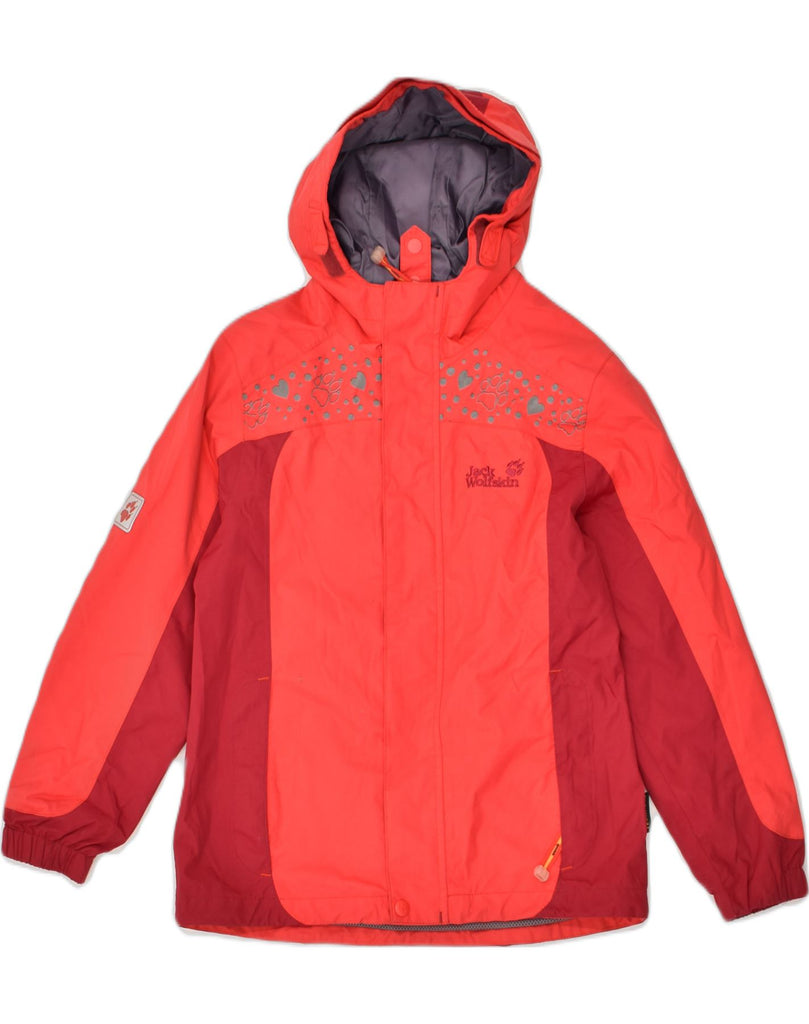 JACK WOLFSKIN Boys Hooded Windbreaker Jacket 8-9 Years Red Colourblock | Vintage Jack Wolfskin | Thrift | Second-Hand Jack Wolfskin | Used Clothing | Messina Hembry 