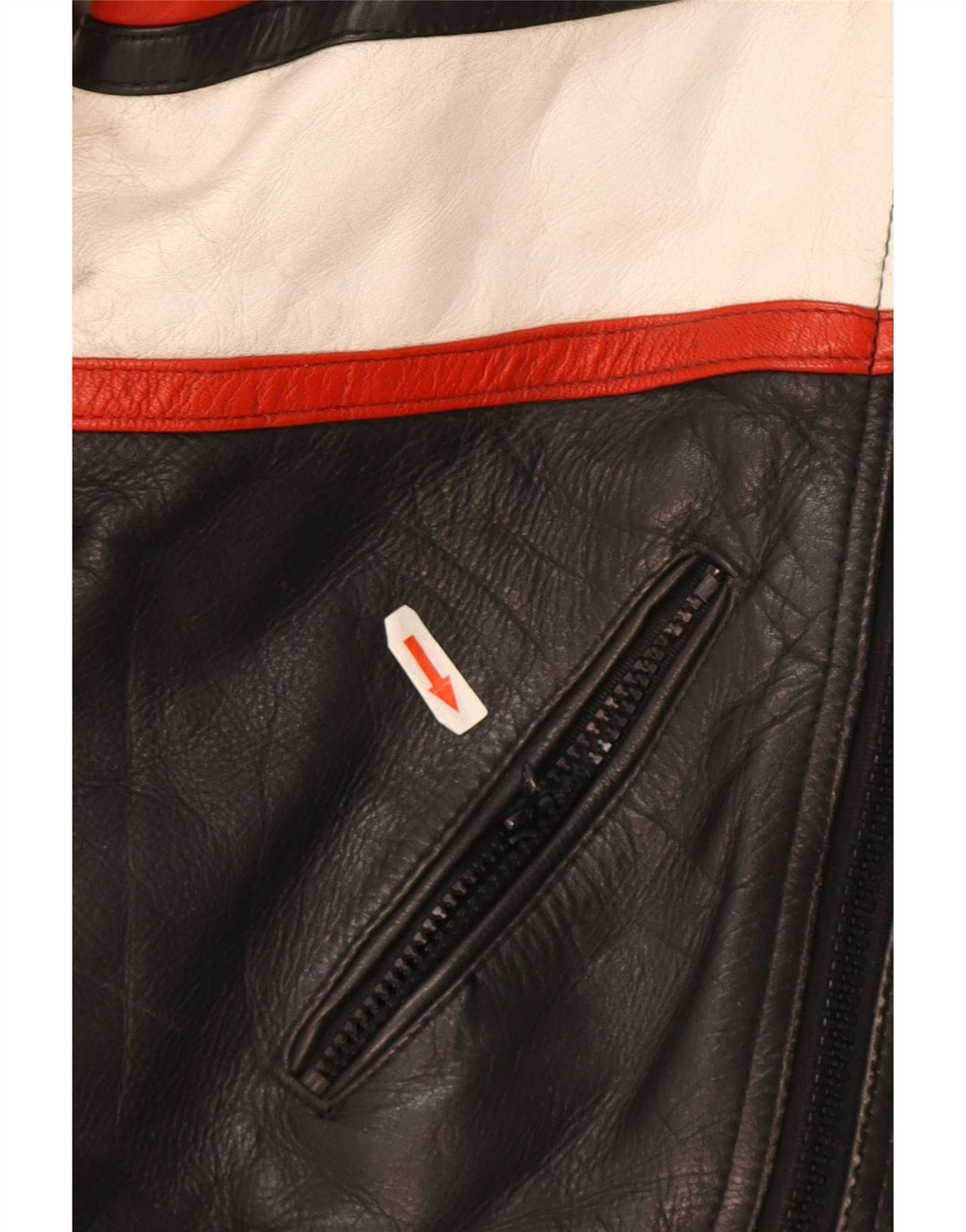Sportex Mens Racer Jacket IT 44 XS Black Colourblock Leather