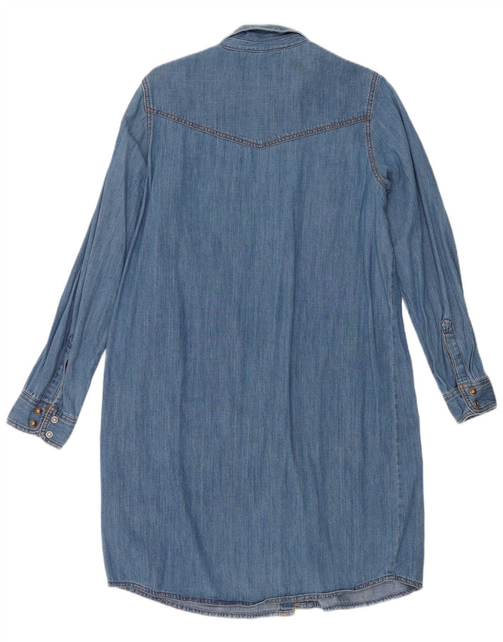 Marks & Spencer Womens Denim Shirt Dress UK 12 Medium Blue Cotton