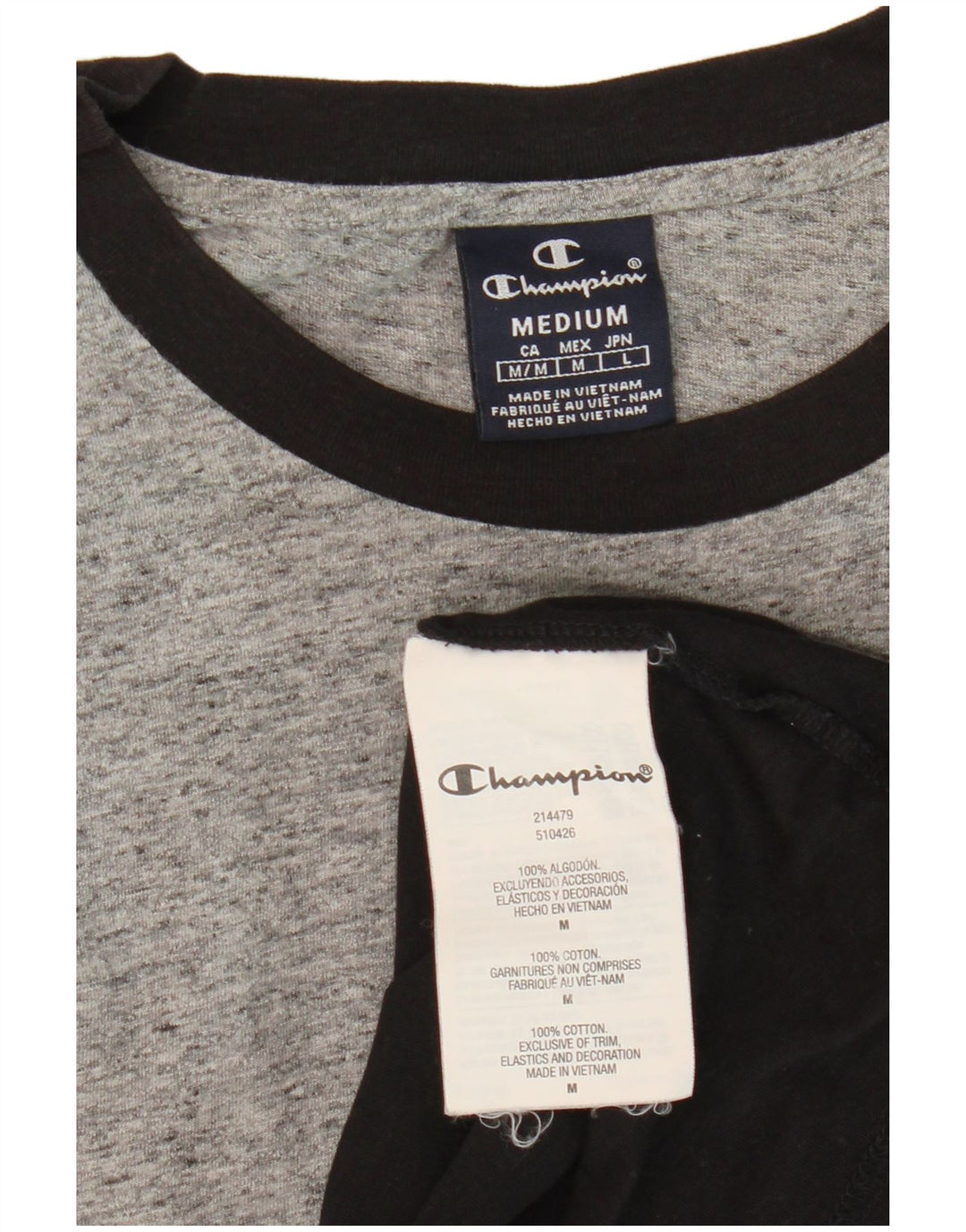 Champion Mens Graphic T-Shirt Top Medium Black Colourblock Cotton