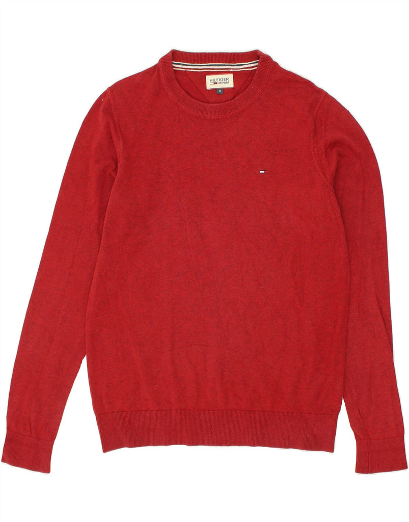 TOMMY HILFIGER Womens Crew Neck Jumper Sweater UK 14 Medium Red Cotton | Vintage Tommy Hilfiger | Thrift | Second-Hand Tommy Hilfiger | Used Clothing | Messina Hembry 