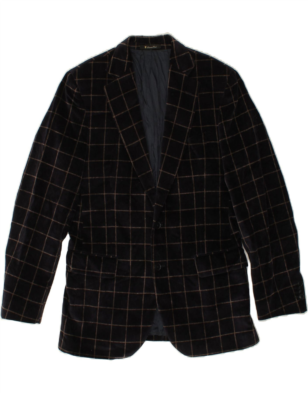 ERMENEGILDO ZEGNA Mens 2 Button Blazer Jacket IT 46 Small Navy Blue Check