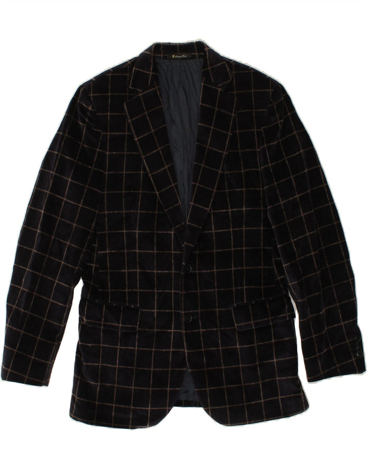ERMENEGILDO ZEGNA Mens 2 Button Blazer Jacket IT 46 Small Navy Blue Check