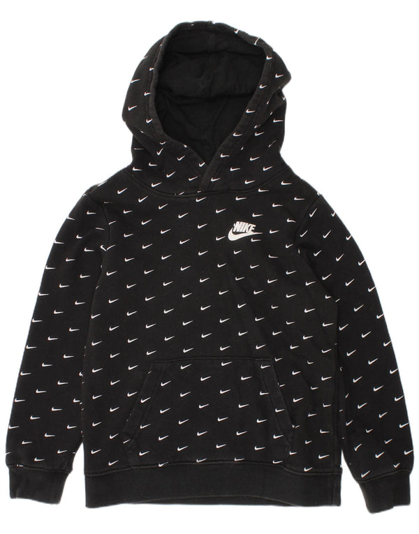 Nike Boys Graphic Hoodie Jumper 6-7 Years Large Black Cotton