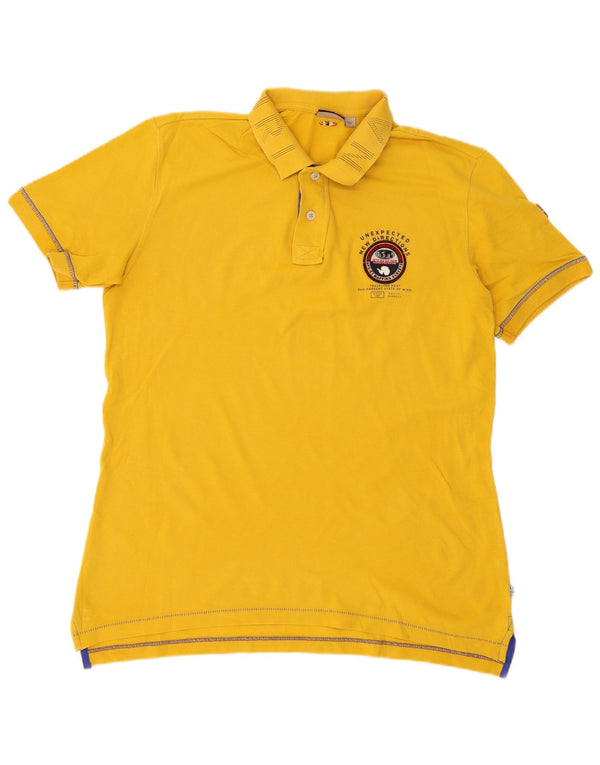 Napapijri Mens Geographic Graphic Polo Shirt XL Yellow