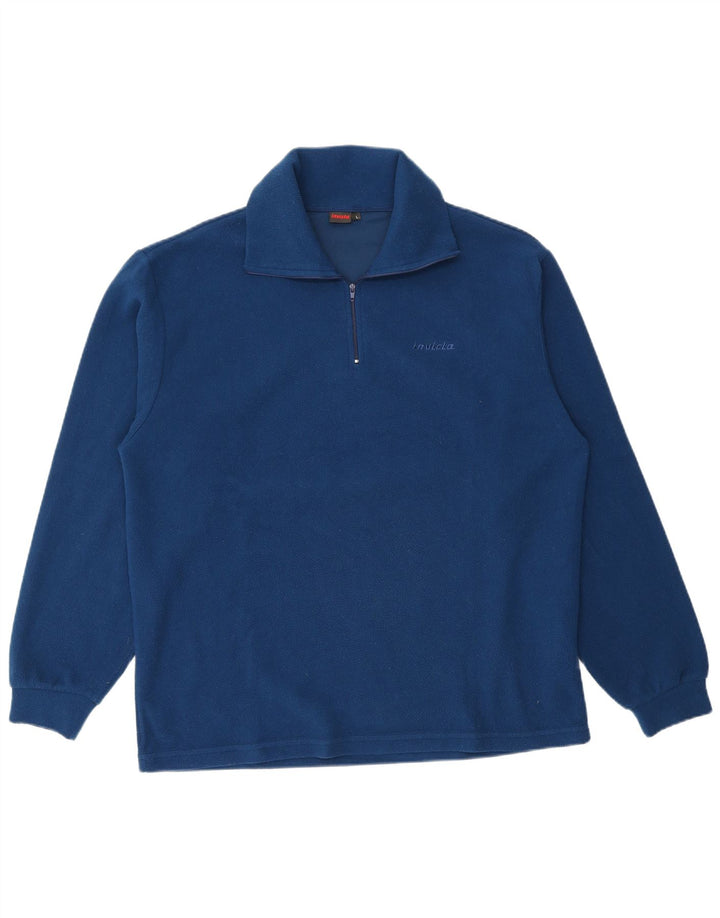 Invicta Mens Zip Neck Fleece Jumper Large Blue Polyester