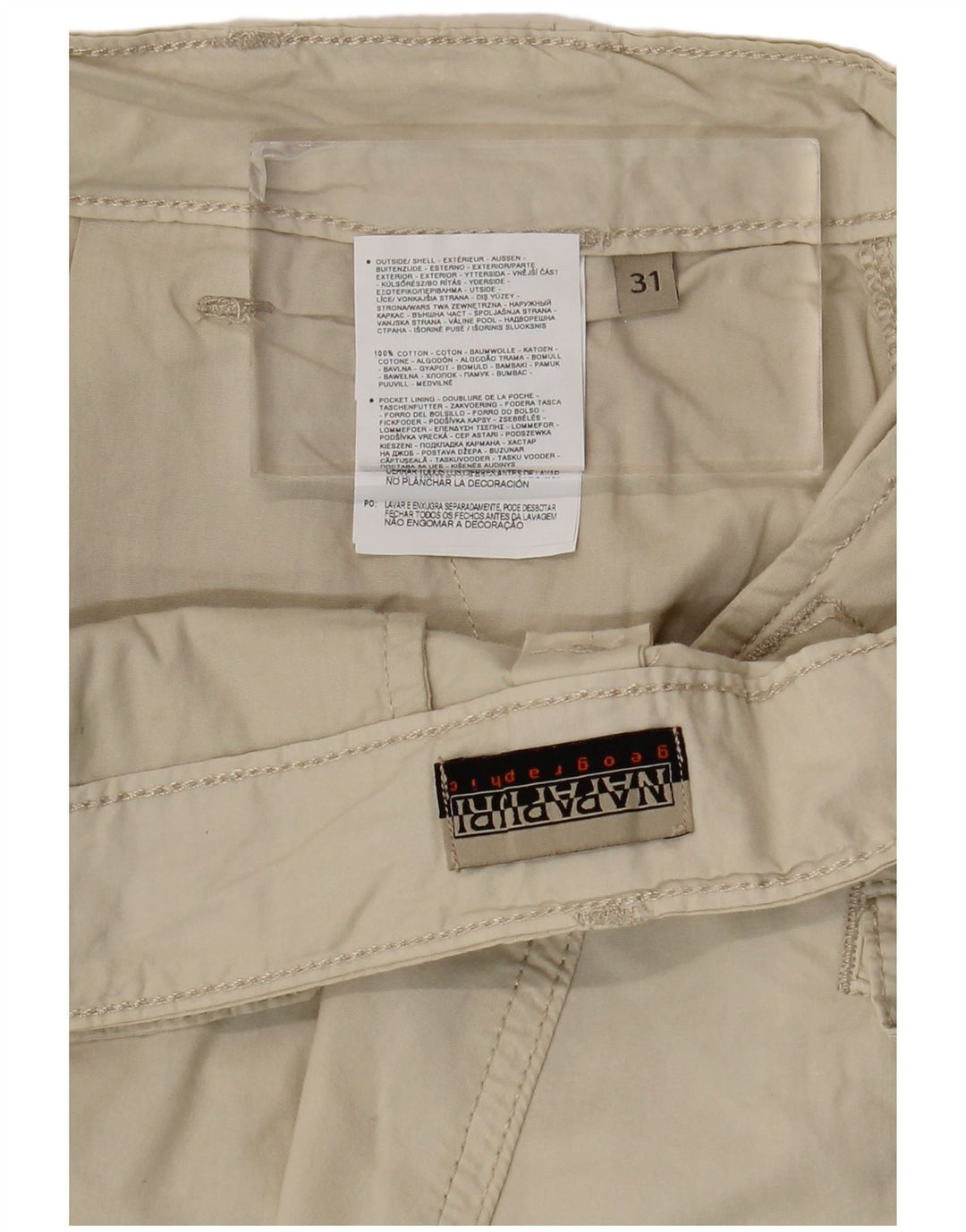 Napapijri Mens Cargo Shorts W31 Medium  Beige Cotton