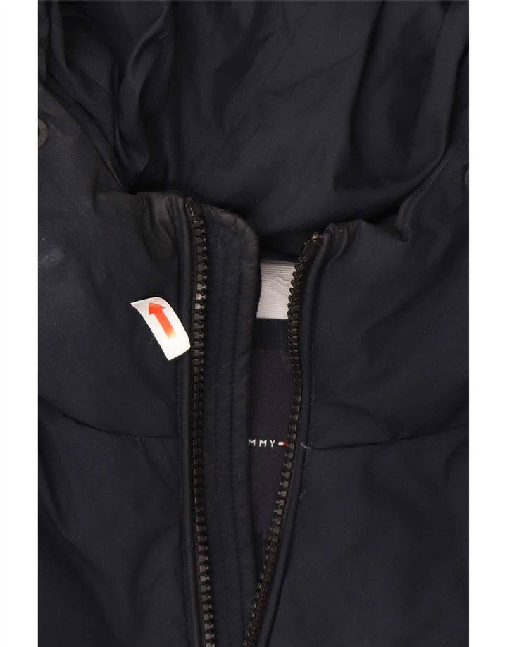 Tommy Hilfiger Mens Hooded Padded Jacket UK 38 Medium Navy Blue Polyester