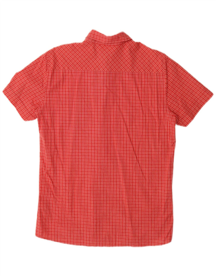 MUSTANG Mens Regular Fit Short Sleeve Shirt Small Red Check Cotton