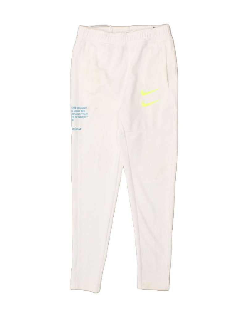 NIKE Mens Graphic Tracksuit Trousers XS White Polyester Vintage Nike and Second-Hand Nike from Messina Hembry 