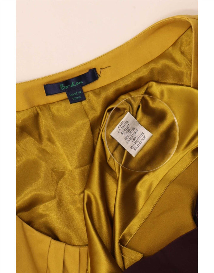 Boden Womens Short Sleeves Basic Dress UK 12 Medium Yellow Colourblock