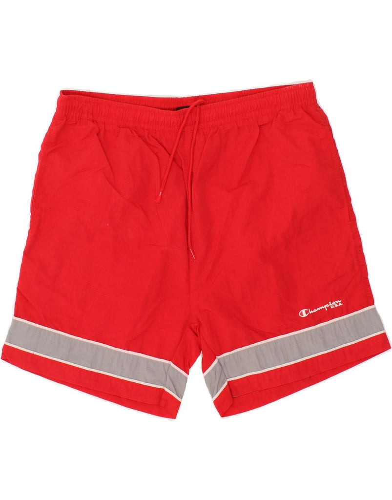 CHAMPION Mens Sport Shorts XL Red Colourblock | Vintage Champion | Thrift | Second-Hand Champion | Used Clothing | Messina Hembry 