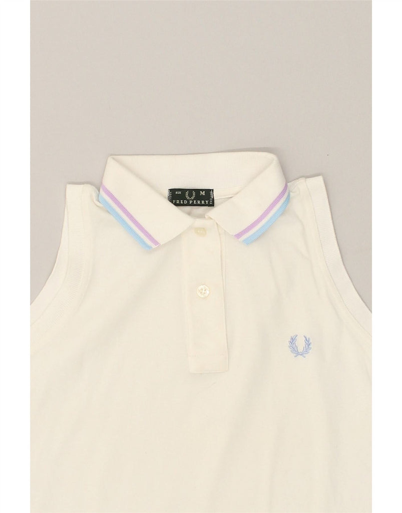 FRED PERRY Girls Sleeveless Polo Shirt 9-10 Years Medium White Cotton | Vintage Fred Perry | Thrift | Second-Hand Fred Perry | Used Clothing | Messina Hembry 