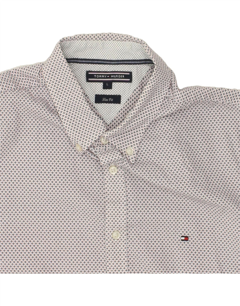 TOMMY HILFIGER Mens Slim Fit Shirt Large Multicoloured Spotted Cotton | Vintage Tommy Hilfiger | Thrift | Second-Hand Tommy Hilfiger | Used Clothing | Messina Hembry 