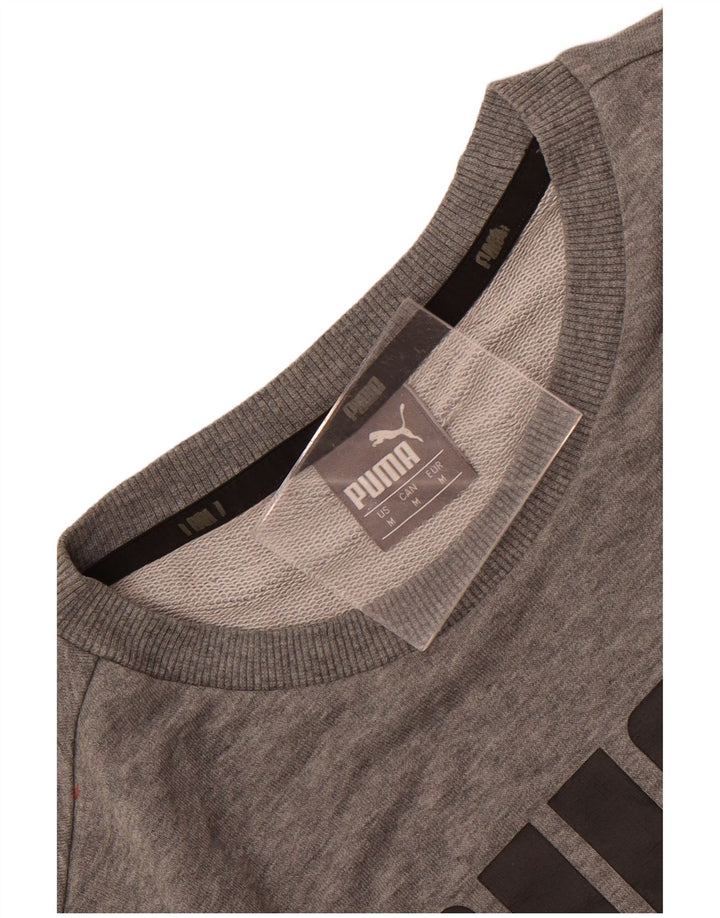 Puma Mens Graphic Sweatshirt Jumper Medium Grey Flecked Cotton