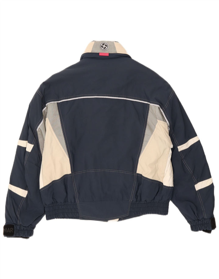 Colmar Womens Hooded Ski Jacket IT 44 Medium Navy Blue Colourblock