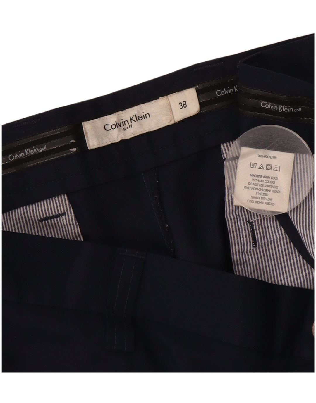 CALVIN KLEIN Mens Chino Shorts W38 XL Navy Blue Polyester