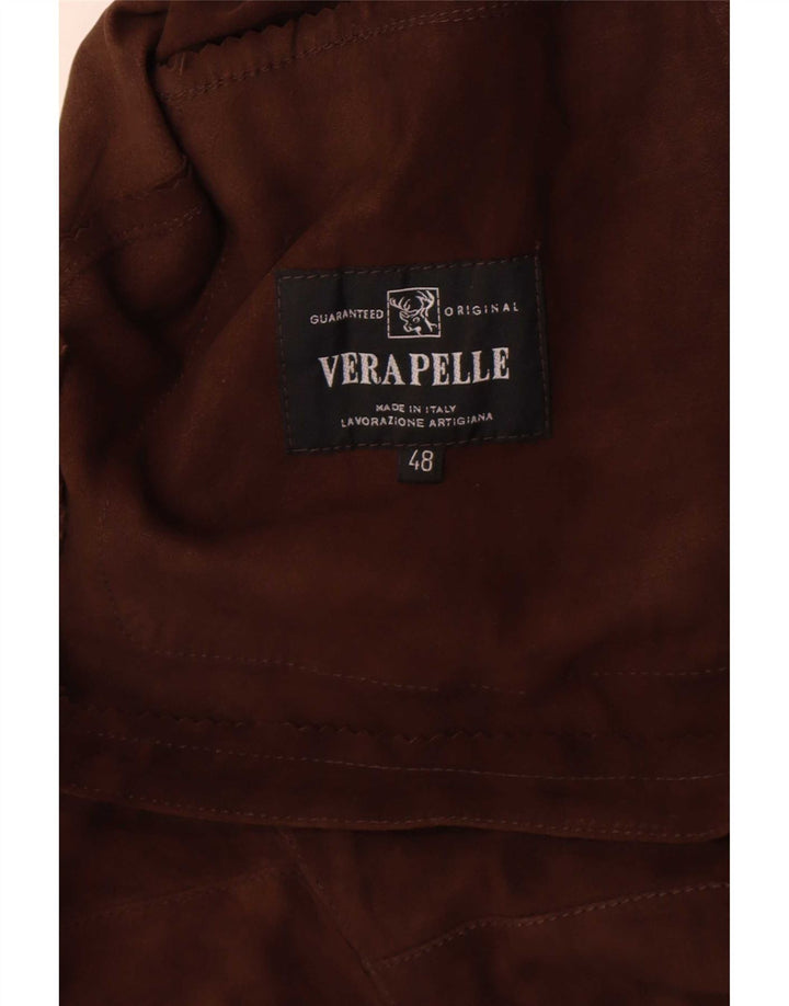 Vintage Womens Suede Jacket IT 48 XL Brown Leather