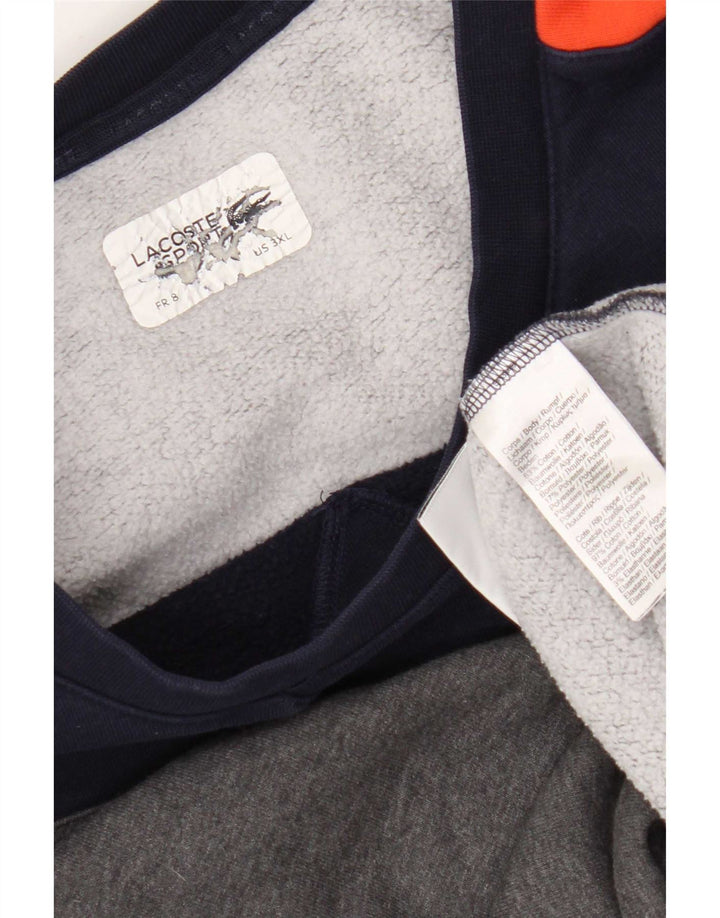 Lacoste Mens Sweatshirt Jumper Size 8 3XL Grey Colourblock Cotton