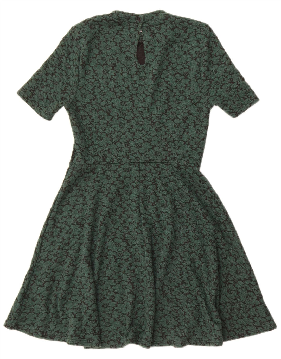 Topshop Womens A-Line Dress UK 10 Small Green Floral Polyester