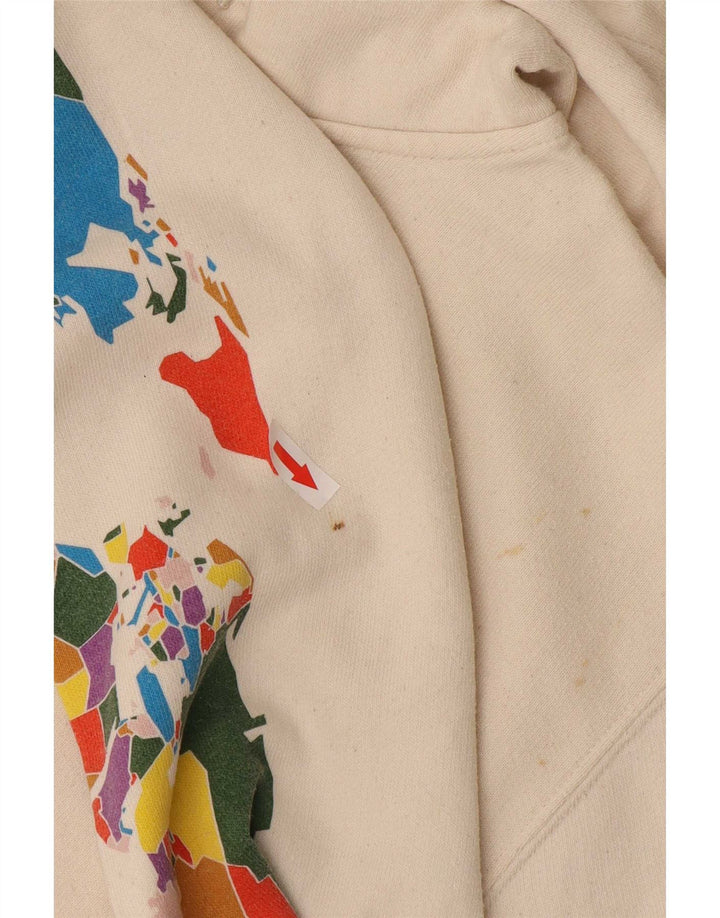 Vans Mens Graphic Hoodie Jumper Large Off White Cotton