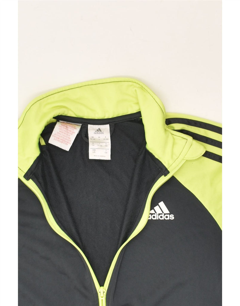 ADIDAS Boys Tracksuit Top Jacket 13-14 Years Black Colourblock Polyester | Vintage Adidas | Thrift | Second-Hand Adidas | Used Clothing | Messina Hembry 