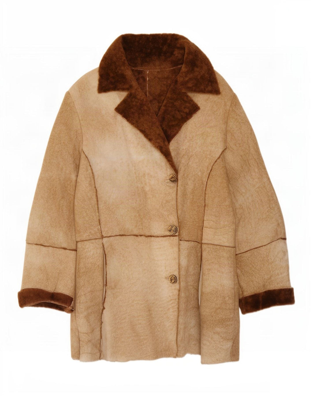 Vintage Womens Shearling Jacket UK 14 Medium Brown