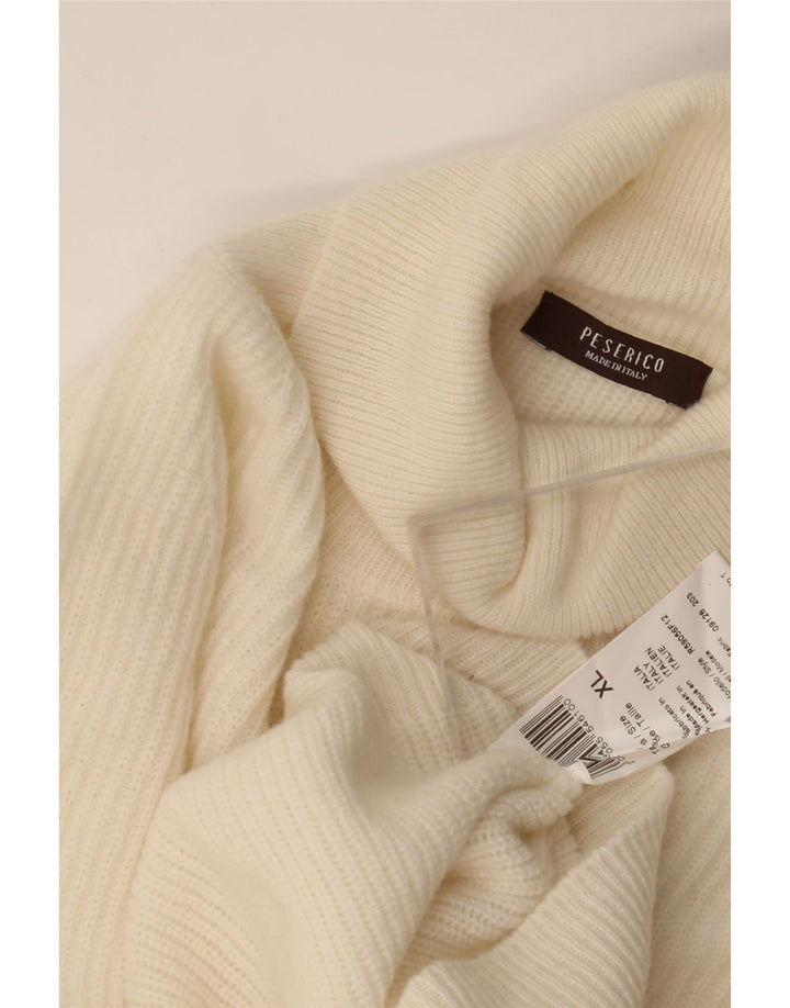 Vintage Mens Roll Neck Jumper Sweater XL Off White Wool