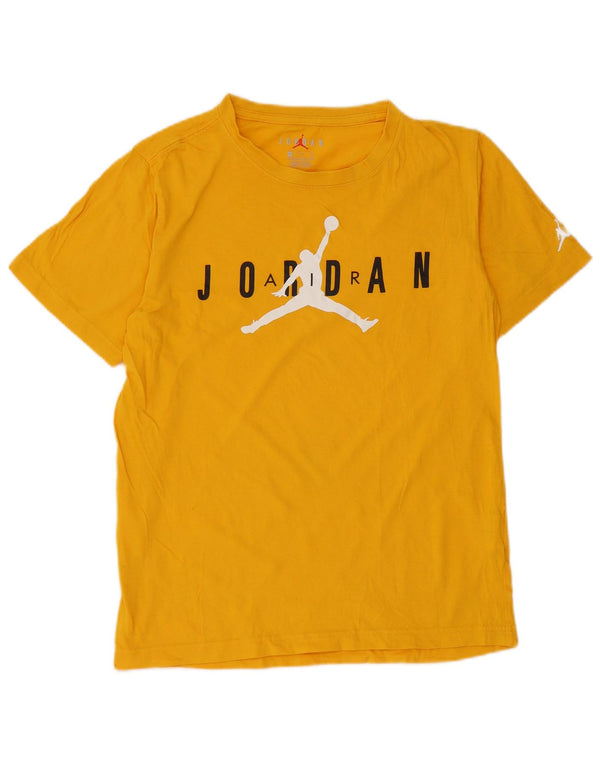 JORDAN Boys Graphic T-Shirt Top 13-14 Years XL Yellow Cotton