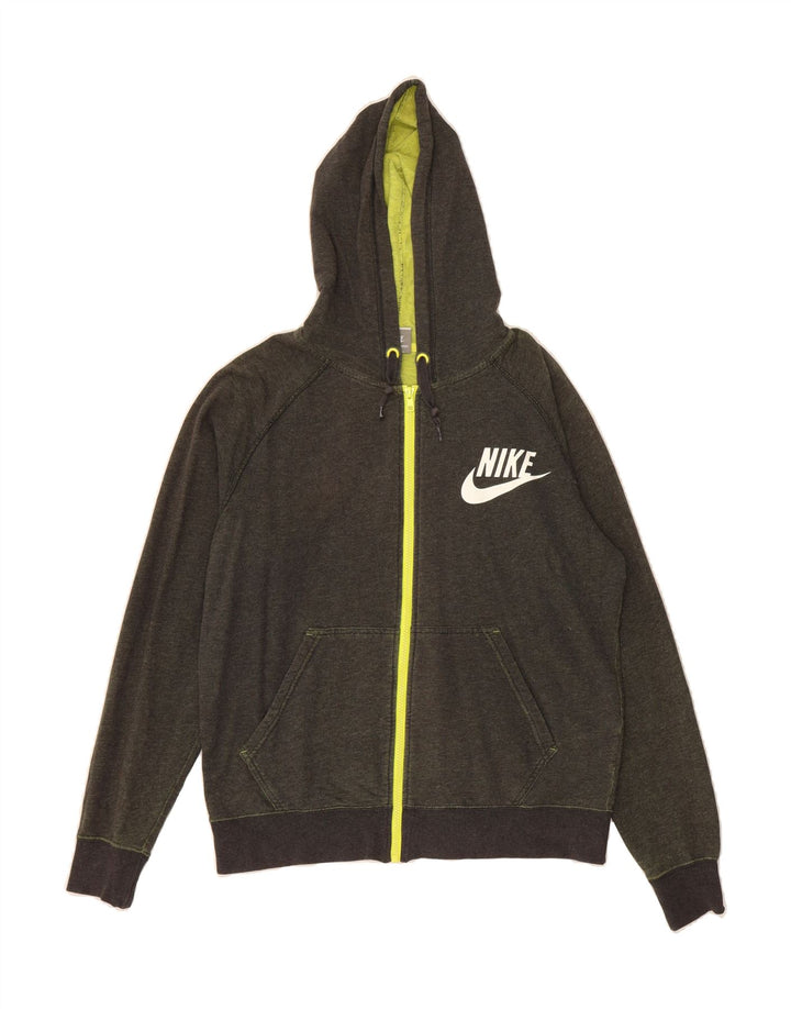 NIKE Womens Zip Hoodie Sweater UK 14 Medium Khaki Cotton Vintage Nike and Second-Hand Nike from Messina Hembry 