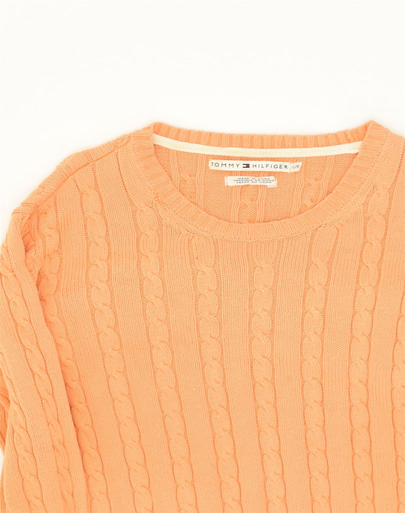 TOMMY HILFIGER Womens Crew Neck Jumper Sweater UK 14 Large Orange Cotton | Vintage Tommy Hilfiger | Thrift | Second-Hand Tommy Hilfiger | Used Clothing | Messina Hembry 