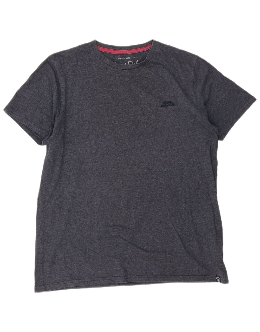 WEIRD FISH Mens T-Shirt Top Large Navy Blue Cotton