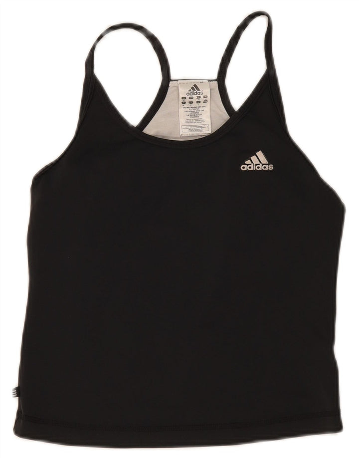 Adidas Womens Crop Vest Top UK 12 Medium Black Polyester