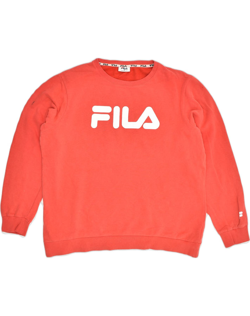 FILA Boys Graphic Sweatshirt Jumper 15-16 Years Red Cotton | Vintage Fila | Thrift | Second-Hand Fila | Used Clothing | Messina Hembry 